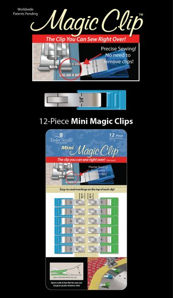 Taylor Seville Stoffklammern Magic Clips Mini (12er Pack) Nähklammern, Nähclips, übernähbar!