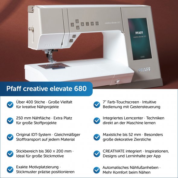 Pfaff creative elevate™ 680 Näh- und Stickmaschine ohne Stickmodul