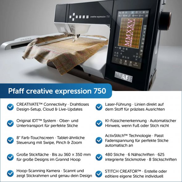 Pfaff Creative Expression 750 mit Stickmodul Näh- und Stickmaschine