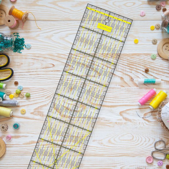 Semplix Patchwork-Quiltlineal (45 x 10 cm/ 2,5 mm dick/ gelb)