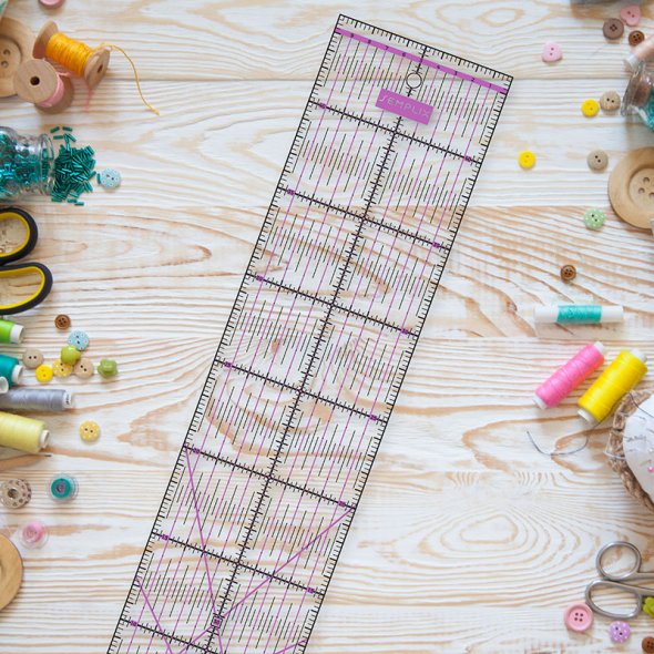 Semplix Patchwork-Quiltlineal (45 x 10 cm/ 2,5 mm dick/ lila)
