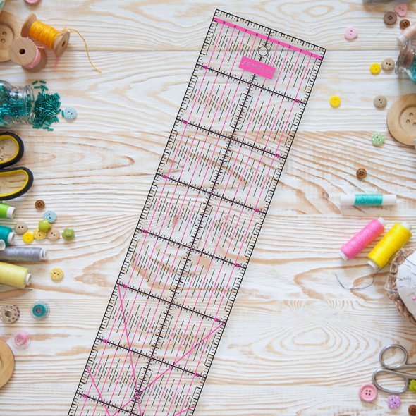 Semplix Patchwork-Quiltlineal (45 x 10 cm/ 2,5 mm dick/ pink)