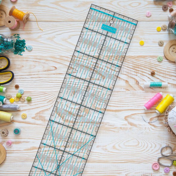 Semplix Patchwork-Quiltlineal (45 x 10 cm/ 2,5 mm dick/ türkis)
