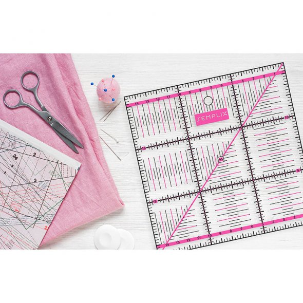 Semplix Patchwork-Quiltlineal (15 x 15 cm/ 2,5 mm dick/ pink)