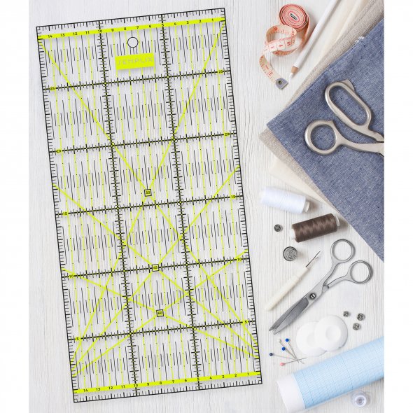 Semplix Patchwork-Quiltlineal (30 x 15 cm/ 2,5 mm dick/ gelb)