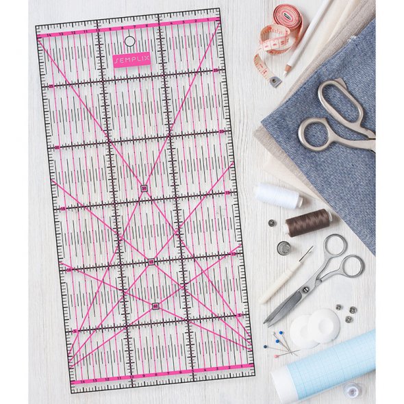 Semplix Patchwork-Quiltlineal (30 x 15 cm/ 2,5 mm dick/ pink)