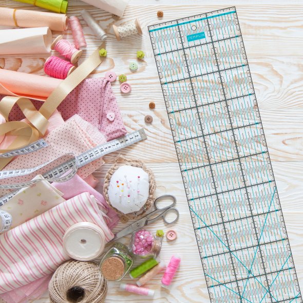 Semplix Patchwork-Quiltlineal (60 x 15 cm/ 2,5 mm dick/ türkis)