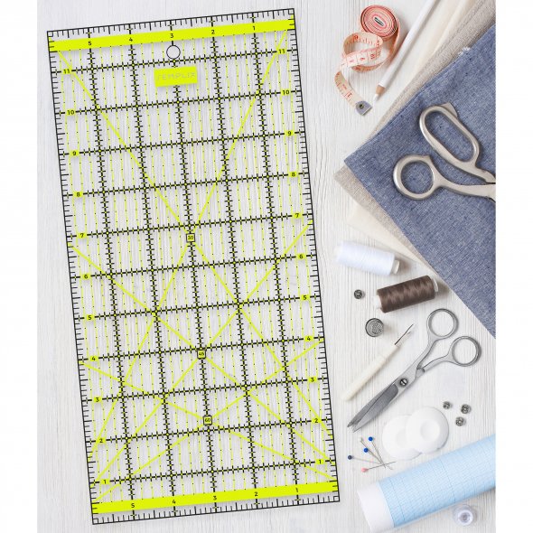 Semplix Patchwork-Quiltlineal (12" x 6"/ 2,5 mm dick/ gelb)