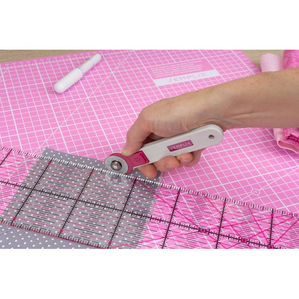 Semplix Schneidematten-Set A3 pink/lila/ Lineal/ Rollschneider 28 mm