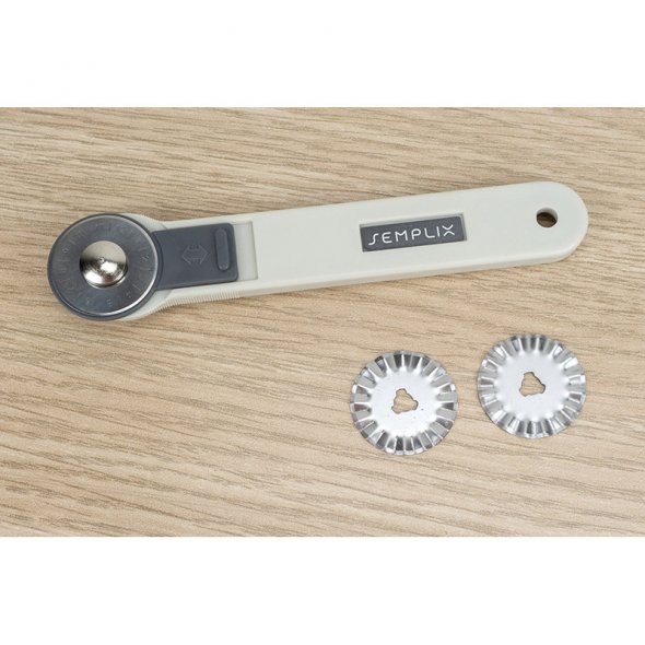 Semplix Rollschneider Mini 3 Klingen (28 mm/ gerade - Zacken - Wellen/ grau)