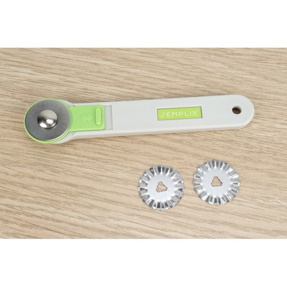 Semplix Rollschneider Mini 3 Klingen (28 mm/ gerade - Zacken - Wellen/ grün)