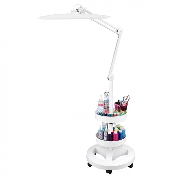 Semplix LED Stehlampe weiß (182 LEDs/ inkl. Standfuß m. 6 Rollen/ Tischklemme/ 2 Tabletts)