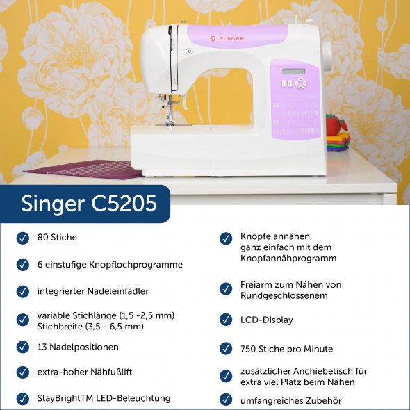 Singer C5205-PR Computer Nähmaschine (purple)