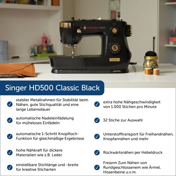 Singer HD500 Classic Black Nähmaschine