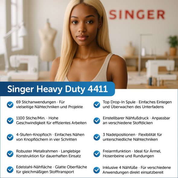 Singer Heavy Duty 4411 mechanische Nähmaschine Gebrauchtmodell