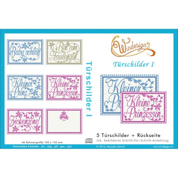 Windesign Stickmuster USB Türschilder I (Kinderzimmer)