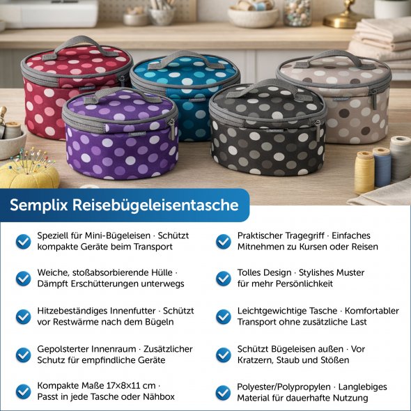Semplix Mini-Dampfbügeleisen-Set Polka Dots gray-stone/grau
