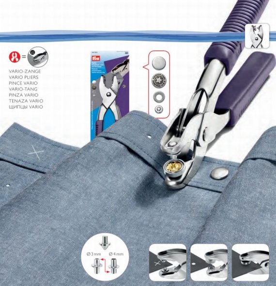 Prym Vario Zange zum komfortablen Lochen & Nieten  (für Ø 3 - 4 mm/ inkl. Werkzeug)