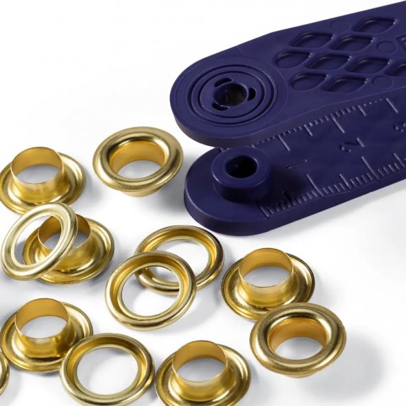 Prym Ösen mit Scheiben (8 mm/ goldfarbig/ 24 St./ inkl. Werkzeug)