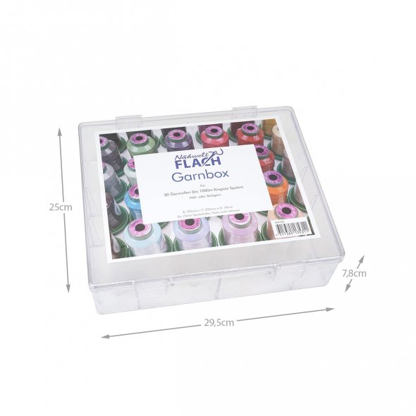 Nähwelt Flach Acryl-Garnbox ungefüllt (für 30 Rollen/ 1000 m Näh- oder Stickgarn)