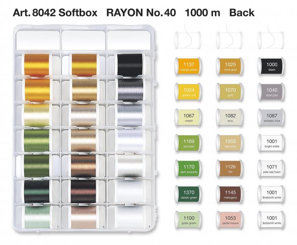 Madeira Rayon No.40 Stickbox (40 Farben/ 1000 m)
