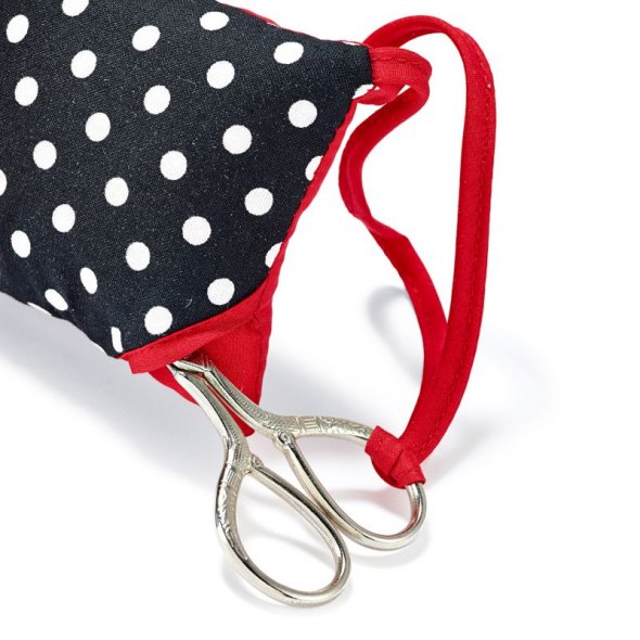 Prym Nadelkissen Polka Dots mit Schere (schwarz/ weiß)