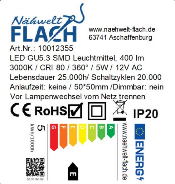 Stiftsockel Birne (GU5/ LED-Spot/ 3 Sockel/ 12Volt/ 5 Watt/ Warmweiß 3000K/ dimmbar)
