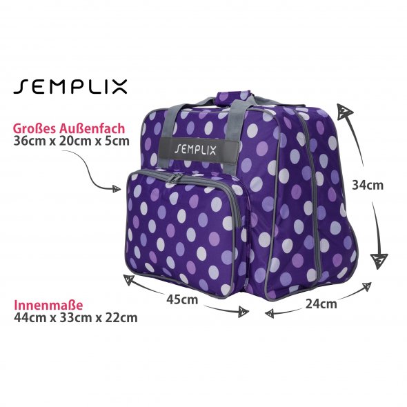 Semplix Nähmaschinentasche Polka Dots (lila/flieder)