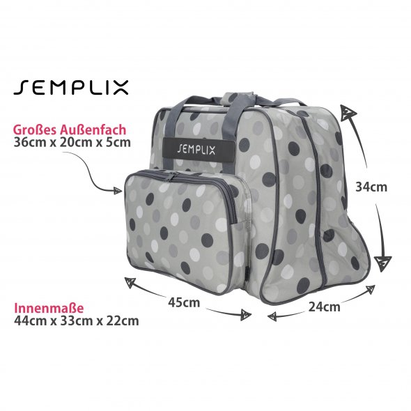 Semplix Nähmaschinentasche Polka Dots (stein/grau)