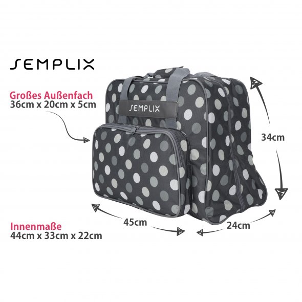 Semplix Nähmaschinentasche Polka Dots (anthrazit/grau)