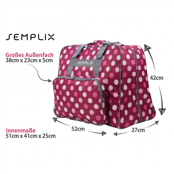 Semplix Nähmaschinentasche XL Polka Dots (beere/rosa)