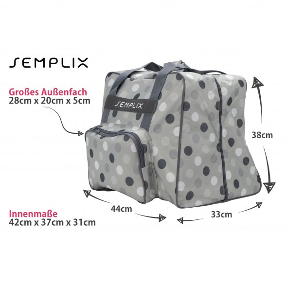 Semplix Overlocktasche-Coverlocktasche Polka Dots (stein/grau)