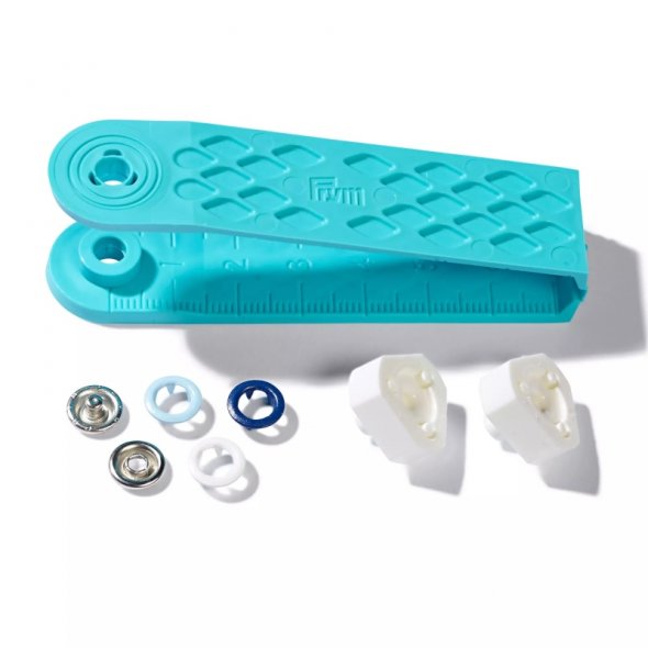 Prym Love Jersey Druckknöpfe (8 mm/ blau/ weiß/ hellblau/ 21 St./ inkl.Werkzeug)