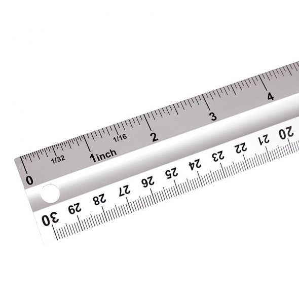 Semplix Aluminium Lineal (Skalierung 30 cm + 12 Inch/ Länge 31 cm)