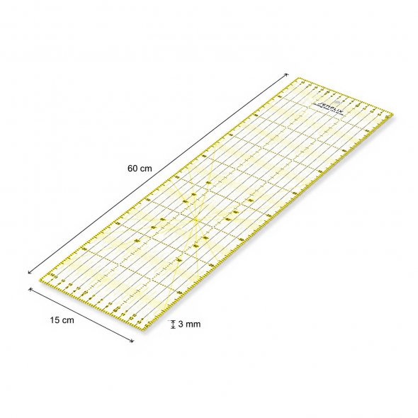 Semplix Patchwork-Quiltlineal (60 x 15 cm/ 3 mm dick/ gelb)