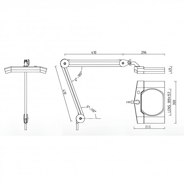 Semplix LED Lupen-Tischlampe 3D weiß (Linse 189 x 157 mm/ Tischklemme)