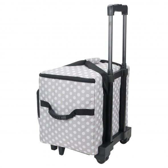 Overlock- Coverlock-Koffer/Trolley (grau/weiß gepunktet)