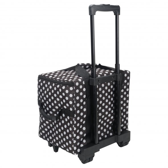 Overlock- Coverlock-Koffer/Trolley (schwarz/weiß gepunktet)
