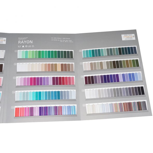 Sulky RAYON Farbkarte - mit echtem Garn gewickelt