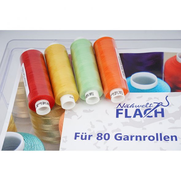 Acryl-Garnbox gefüllt mit 20 Farben Gütermann Toldi (500 m) Näh- und Stickgarn