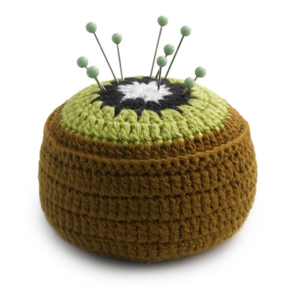 Prym Love Nadelkissen Fixiergewicht Design Kiwi (Ø 6 cm/ gehäkelt)