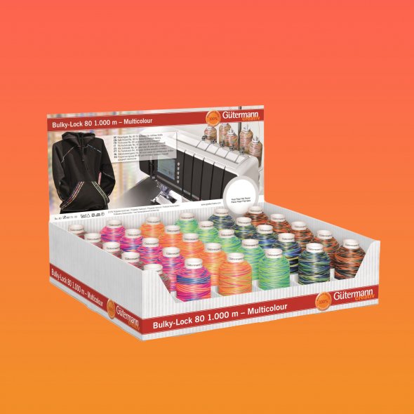 Gütermann Display Bulky-Lock No.80 Multicolour-2 (6 Farben/ 30 x 1000 m)