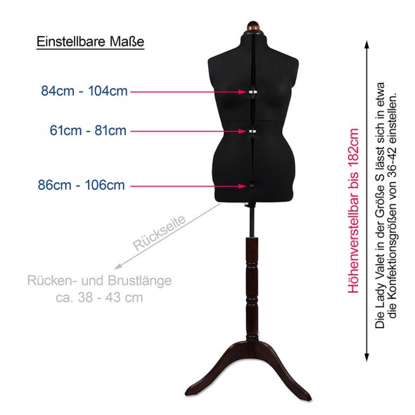 Lady Valet Schneiderpuppe/ Schneiderbüste S - schwarz