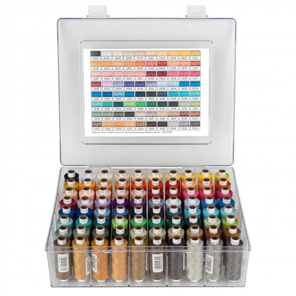Nähwelt Flach Troja Acryl-Garnbox (gefüllt mit 80 Farben/500 m)