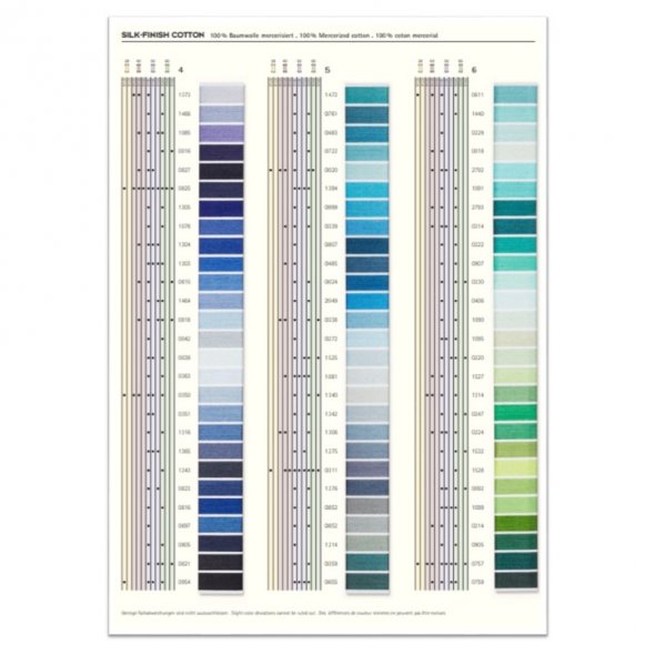 Amann Mettler Silk-Finish Cotton Farbkarte (gewickelt/ echte Fäden)