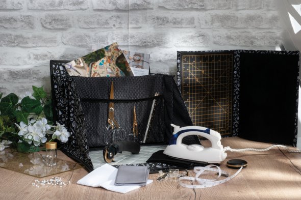 Hemline Gold Mehrzweck Basteltasche (28,5 x 36,5 x 17,8 cm/ schwarz/ weiß)