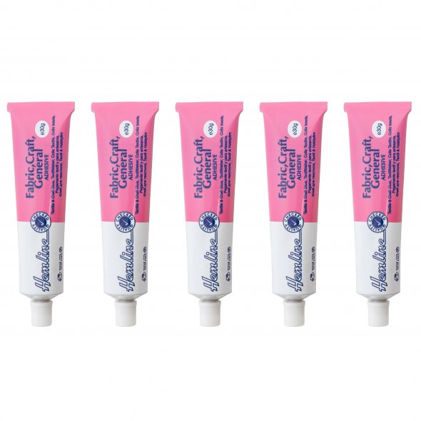 Hemline Textilkleber 5er Pack (5 x 30g/ inkl. 3 Düsenaufsätze)