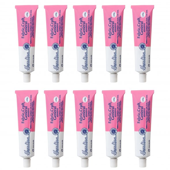Hemline Textilkleber 10er Pack (10 x 30g/ inkl. 3 Düsenaufsätze)
