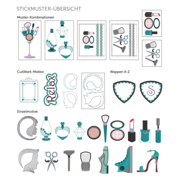 Nähwelt Flach Stickmuster-Collection "Beauty & Wellness" (30 Stickmuster/ USB)