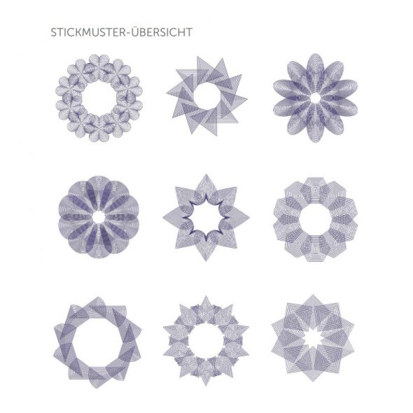 Nähwelt Flach Stickmuster USB "Kaleidoskop pur Silk" (27 Stickmuster)